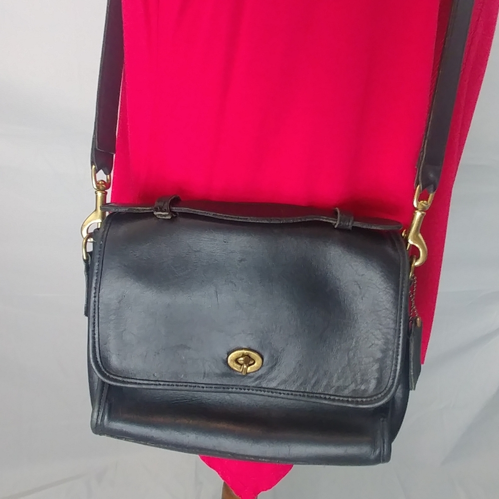 Vintage Coach Crossbody Satchel Purse Black